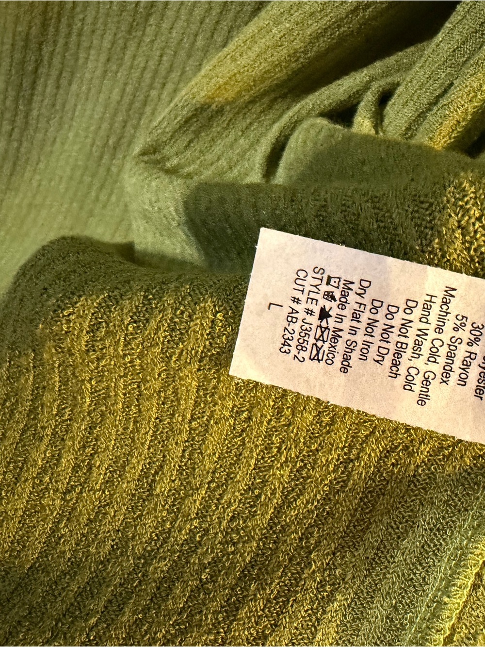 Olive Green Ribbed Open Cardigan - Picture 4 of 6